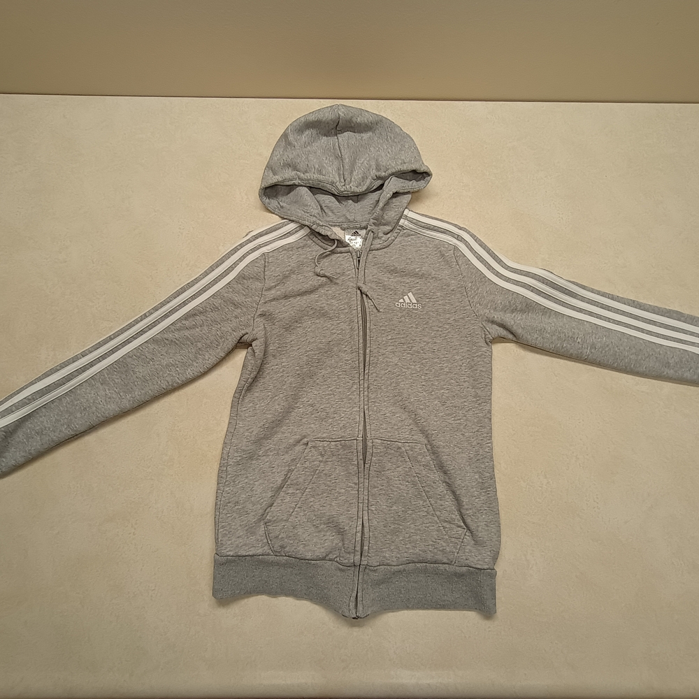Adidas Gray Sweatshirt with Iconic Three Stripes